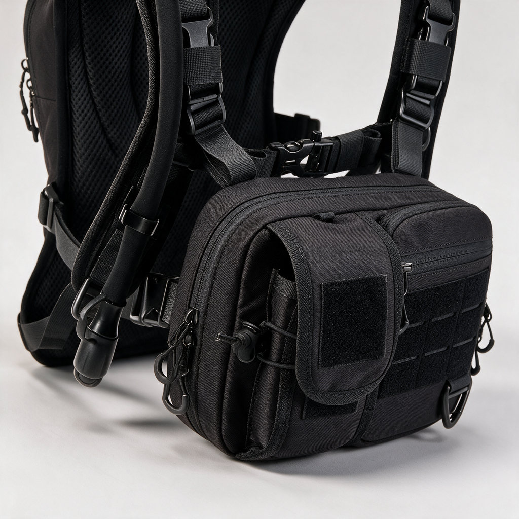 Modular Tactical Hydration Pack with Water Bladder & Molle Chest Storage