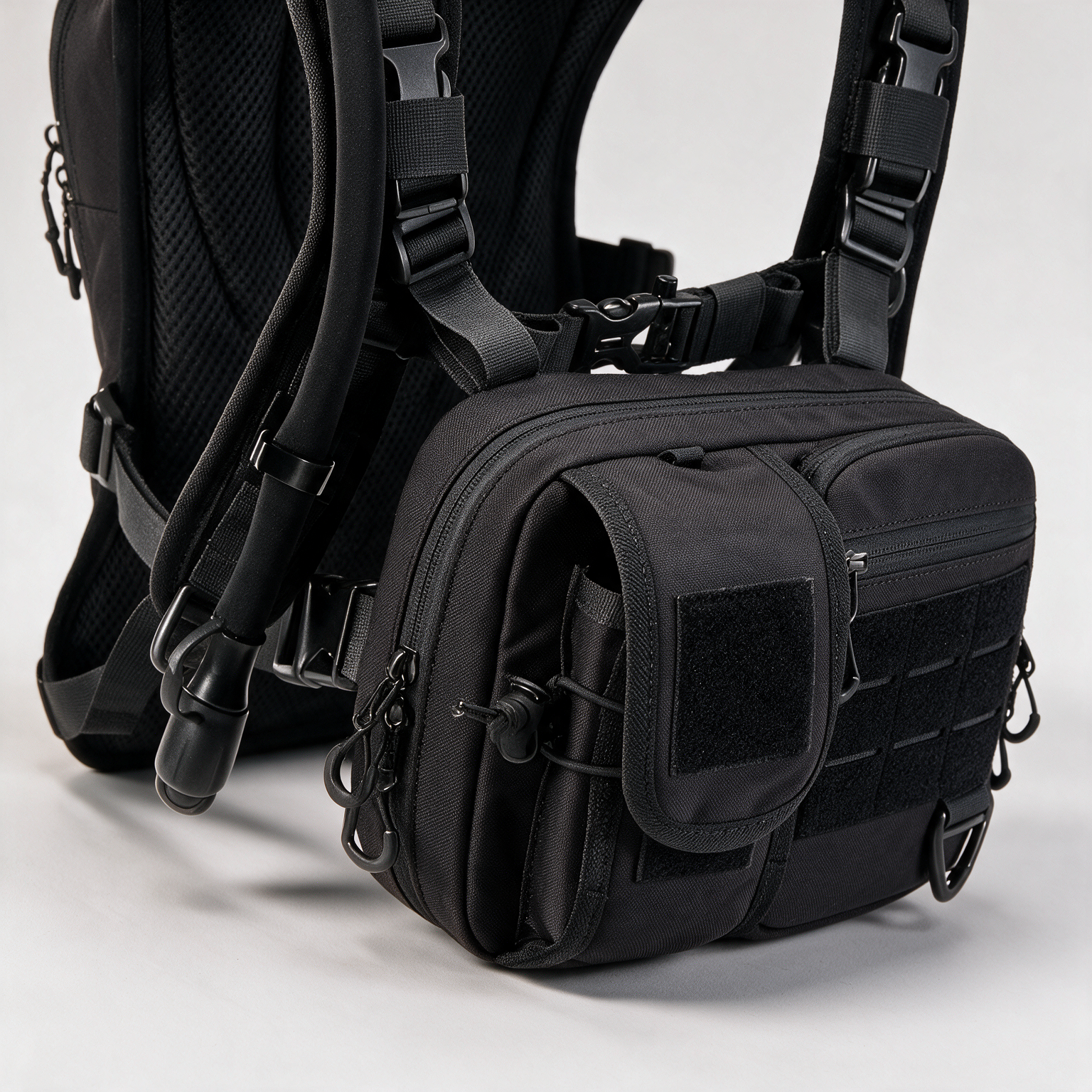 Modular Tactical Hydration Pack with Water Bladder & Molle Chest Storage