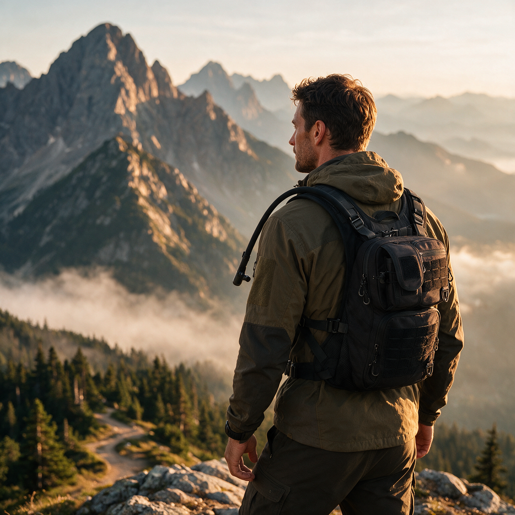 Modular Tactical Hydration Pack with Water Bladder & Molle Chest Storage