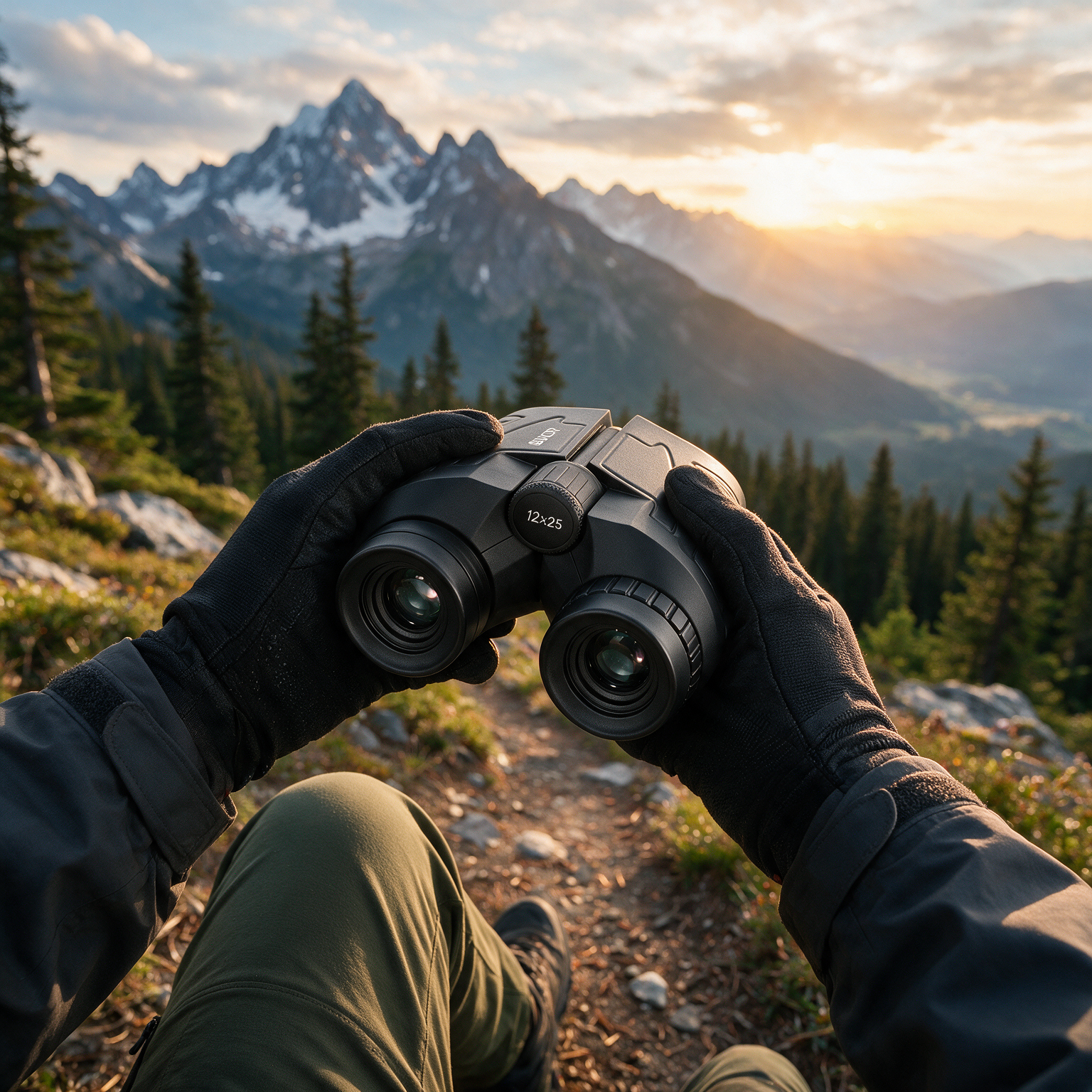 Compact Waterproof Binoculars with Large Eyepiece & Low Light Vision