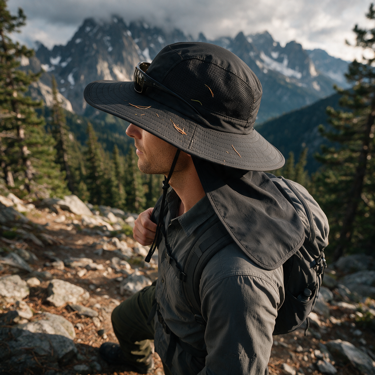 UPF 50+ Wide Brim Sun Hat with Neck Flap