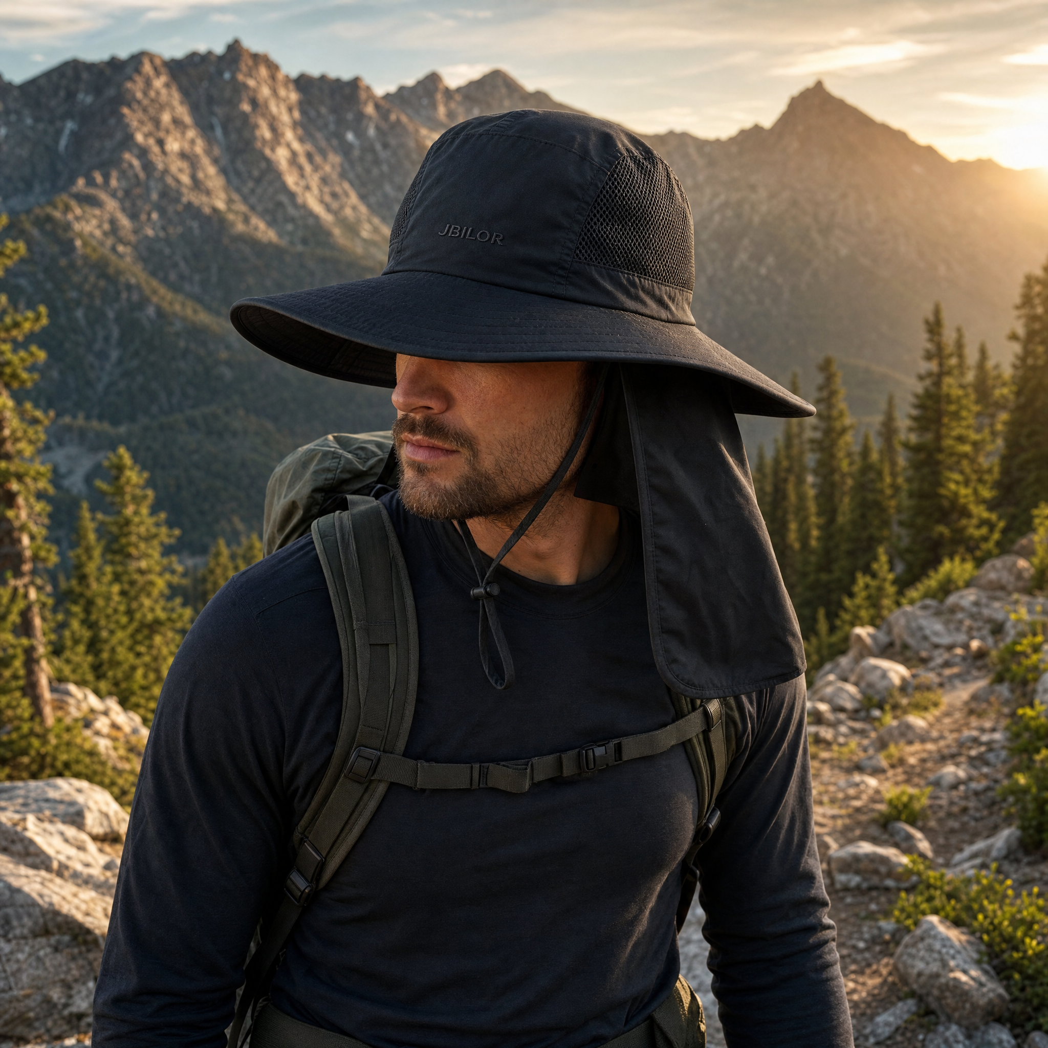 UPF 50+ Wide Brim Sun Hat with Neck Flap